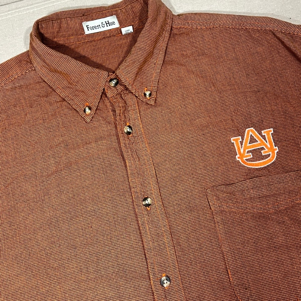 Vintage Forest & Hue Auburn Tigers Button Down Shirt Men's XL Short Sleeve *FLAW